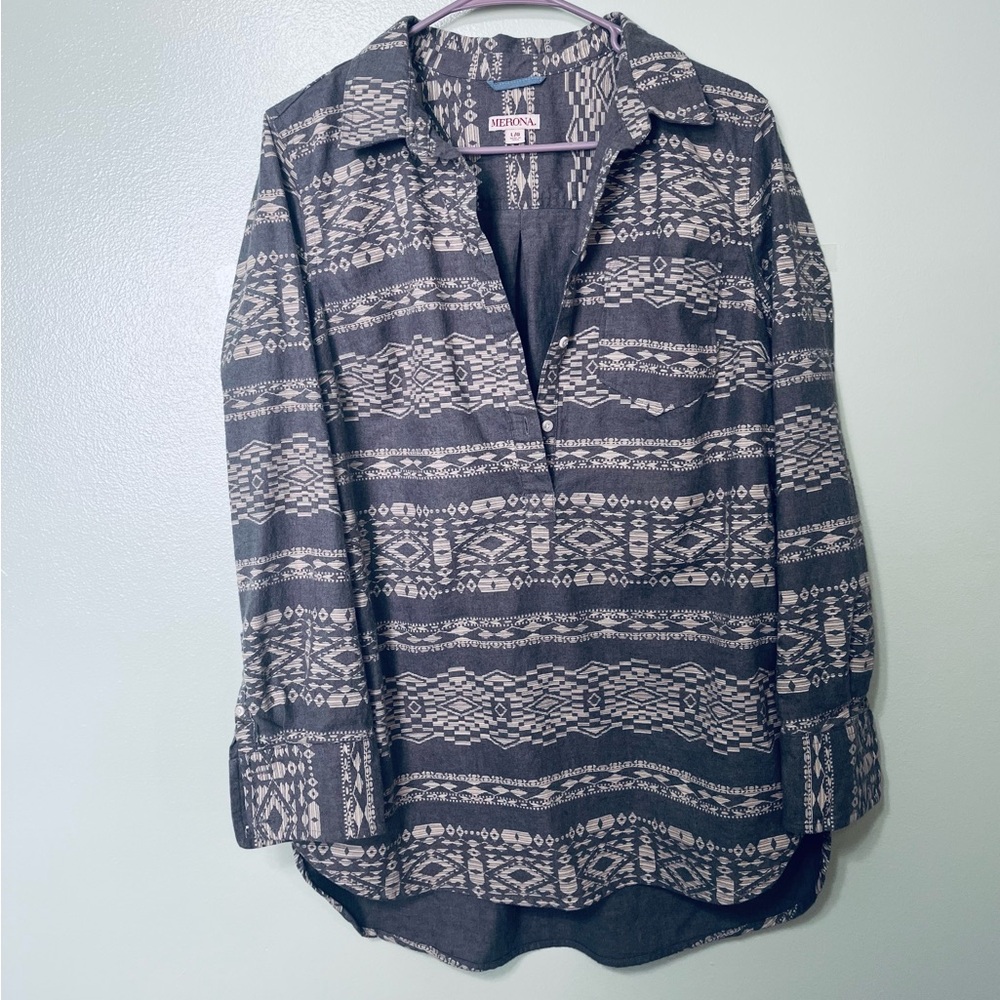 Merona woman shirt Aztec print